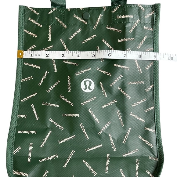 Lululemon Reusable Shopping Tote Bag Shopper Green Logo Yoga Beach Gym Small - Picture 5 of 7